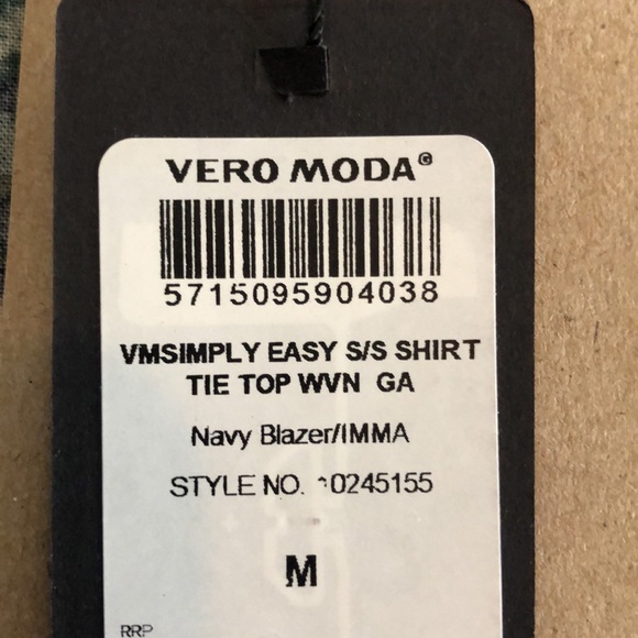 Vero Moda Simply Easy Short Sleeve Shirt Tie Top - Picture 5 of 5